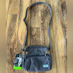 NWT! Travelon Charcoal Crossbody Bag 5-Point Anti-Theft